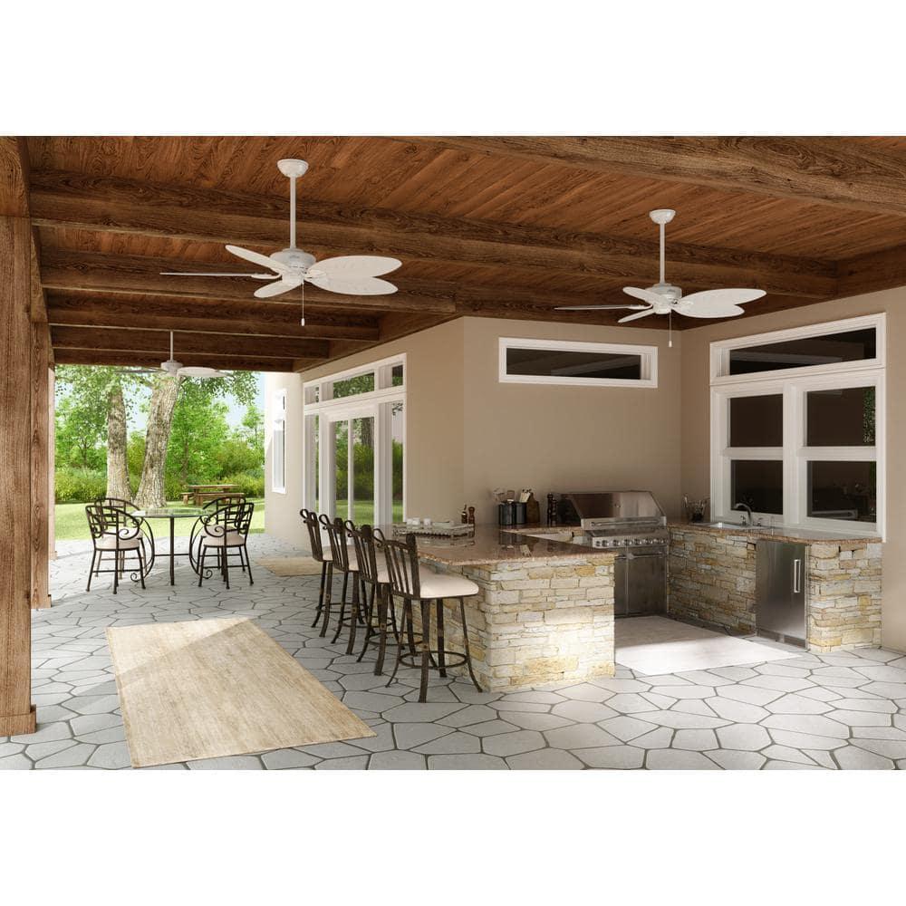 54" Bayview 5 - Blade Outdoor Tropical Leaf Ceiling Fan with Pull Chain