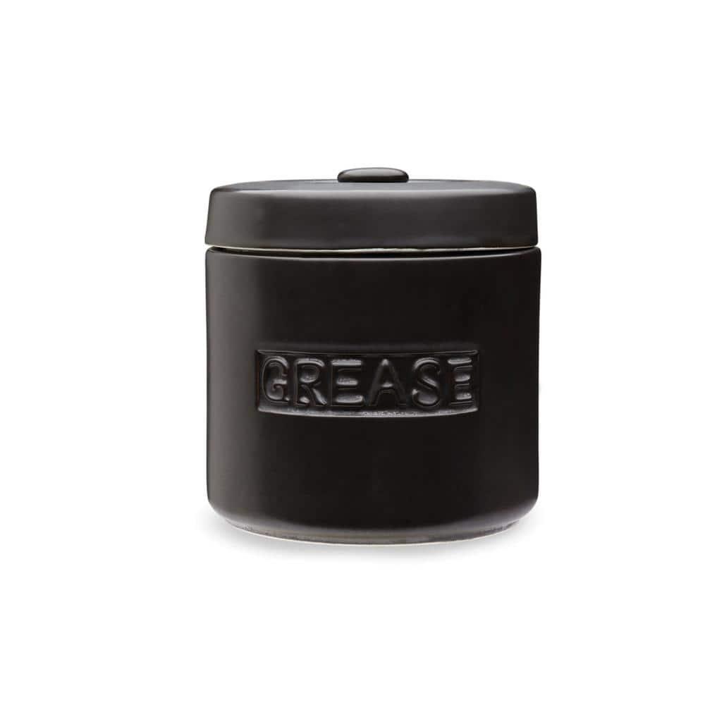 Fox Run Grease Container, Matte Black Ceramic, 4 cup capacity