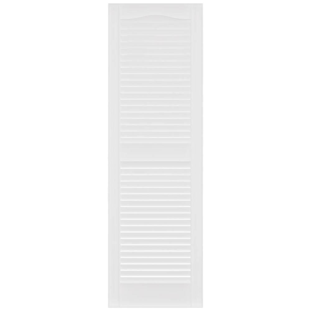 14.5" x 36" Beige Vinyl Louvered Exterior Shutters
