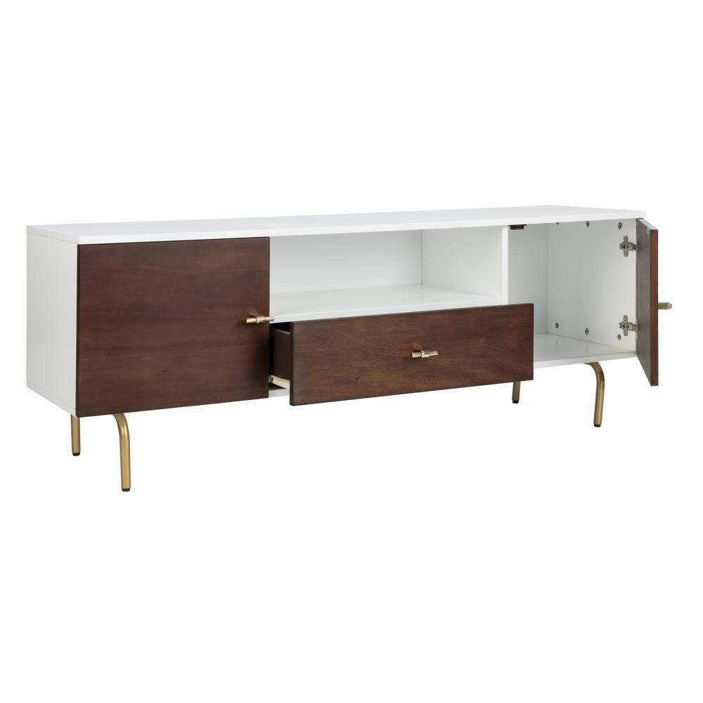 Genevieve Media Stand - Walnut/White - Safavieh.