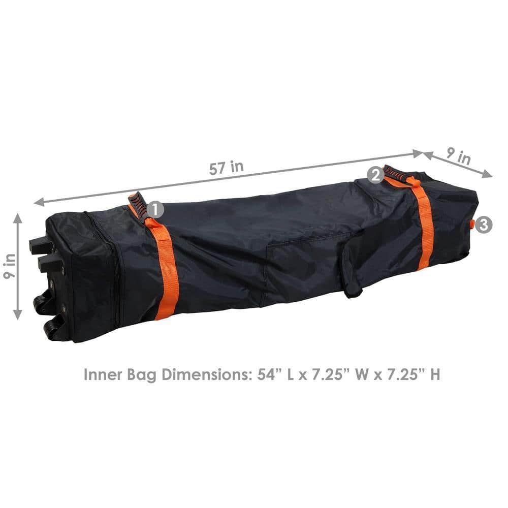 Sunnydaze Premium Pop-Up Canopy Rolling Carrying Bag - 7.25" W x 54" L x 7.25" H - Black