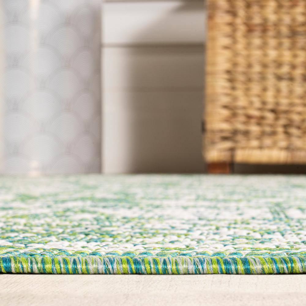 9' x 12' Tela Bohemian Textured Weave Floral Indoor/Outdoor Area Rug, Cream/Green - JONATHAN Y