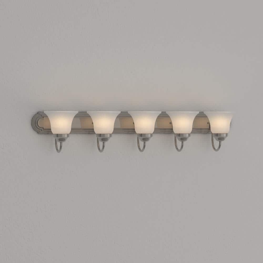 Progress Lighting Builder 5-Light Bath Bracket, Brushed Nickel, Alabaster Glass