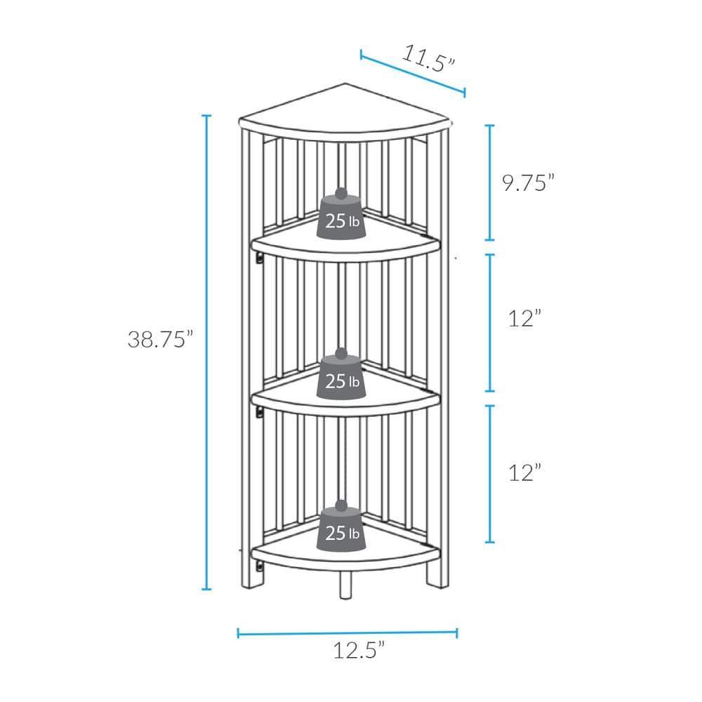 Betterbeds 4-Shelf Corner Folding Bookcase Folding, Wood/Multicolor, 10.25 lbs