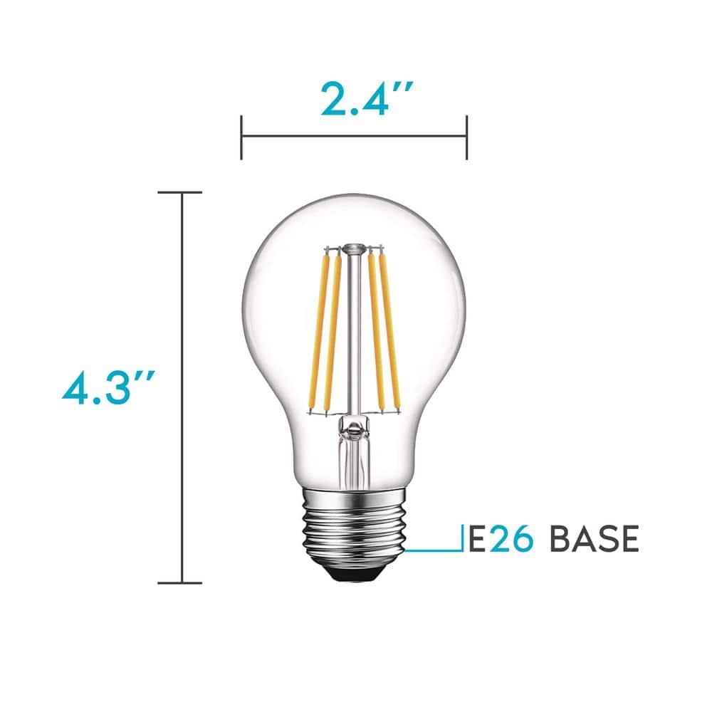 8 Watt (60 Watt Equivalent), Edison A19 LED, Dimmable Light Bulb, E26/Medium (Standard) Base