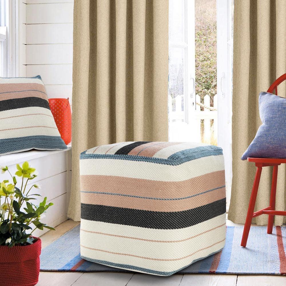 Dakota Fields Argueta Outdoor Performance Striped Pouf Ottoman