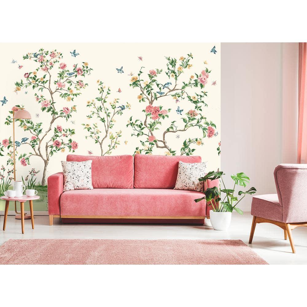 Origin Pink Chinoiserie Floral Tree Wall Mural