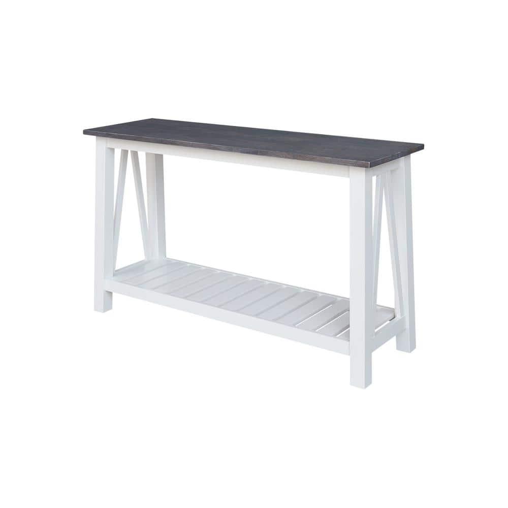 Surrey Solid Wood Console/Sofa Table in White/Heather Gray