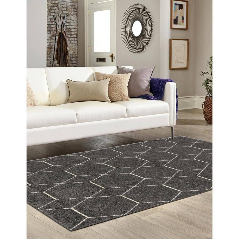Unique Loom 9' 0 x 12' 0 Trellis Frieze Geometric Dark Gray Area Rug
