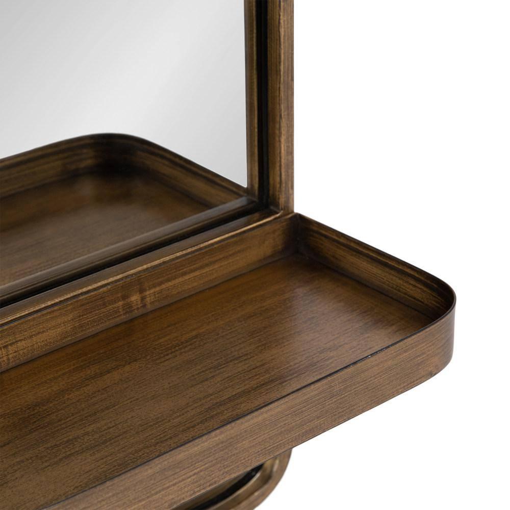 Kate & Laurel All Things Decor 11"x24" Estero Wall Rectangle Mirror with Shelf Gold: Mid-Century Modern, Wall-Mounted Storage