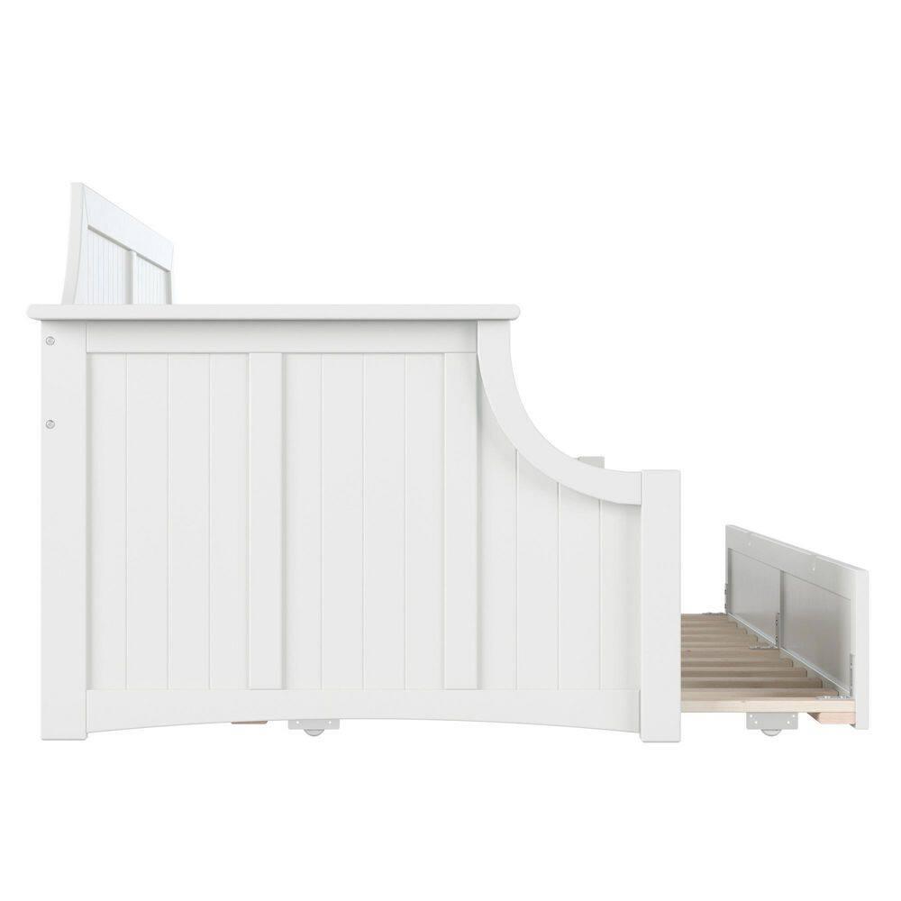 AFI Cambridge Twin Wood Daybed with Twin Size Trundle in White
