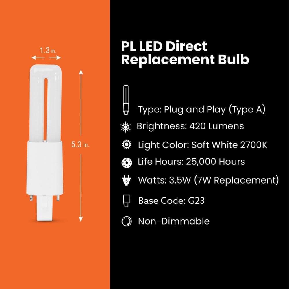 Feit Electric PL G23 LED Tube Light Soft White 7 Watt Equivalence 1 pk
