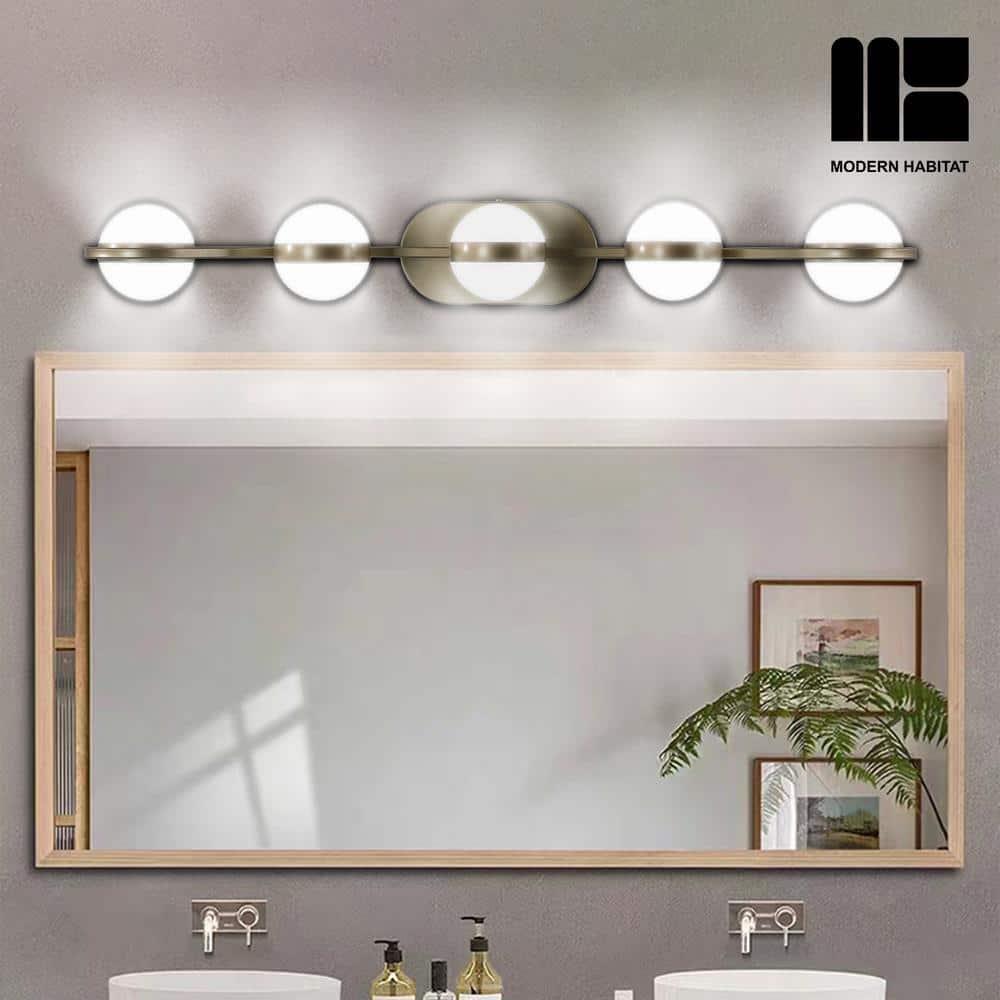 Modern Habitat DivineDazzle 5 - Light Dimmable Gold LED Vanity Light
