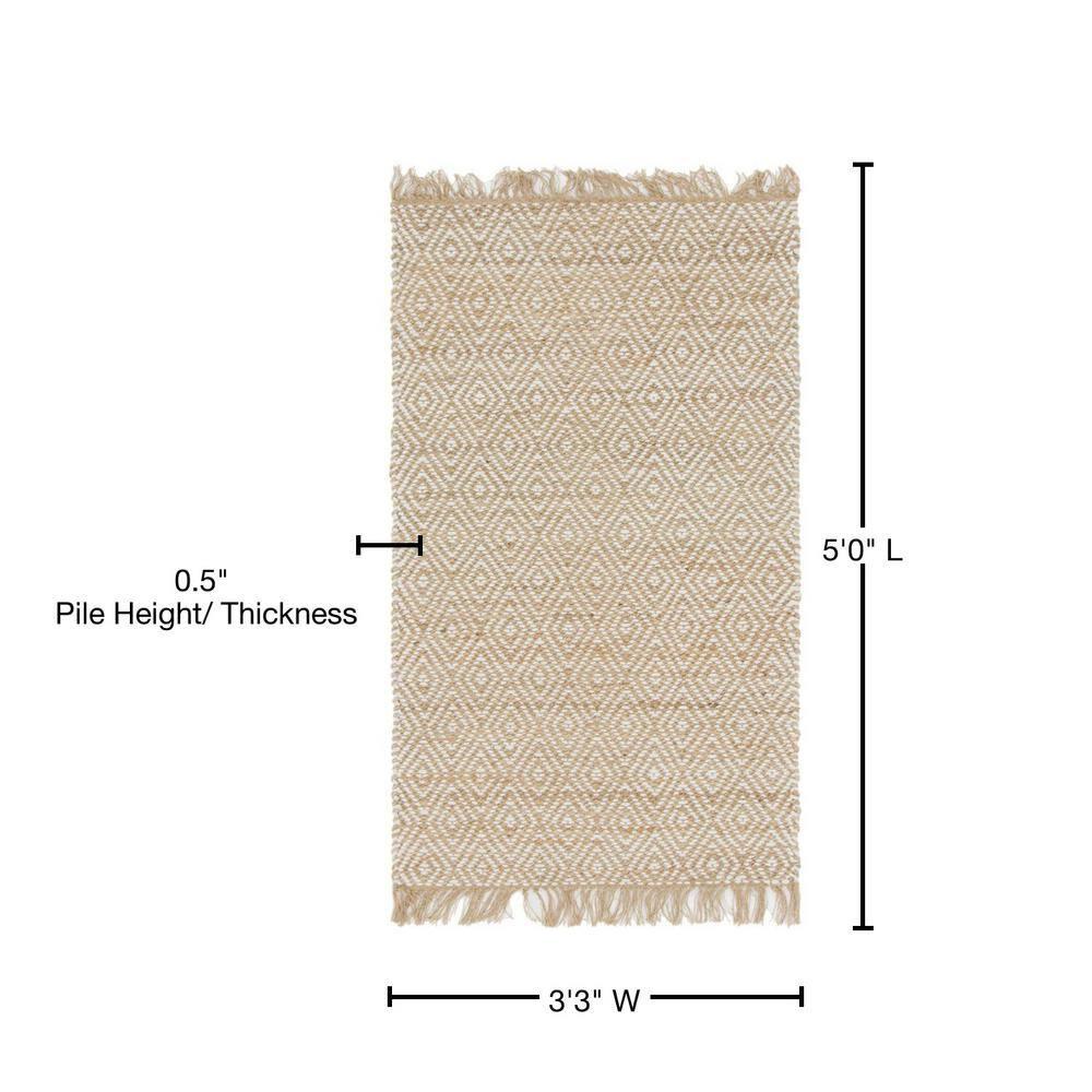 Unique Loom 3' 3 x 5' 1 Assam Chunky Jute Natural Area Rug