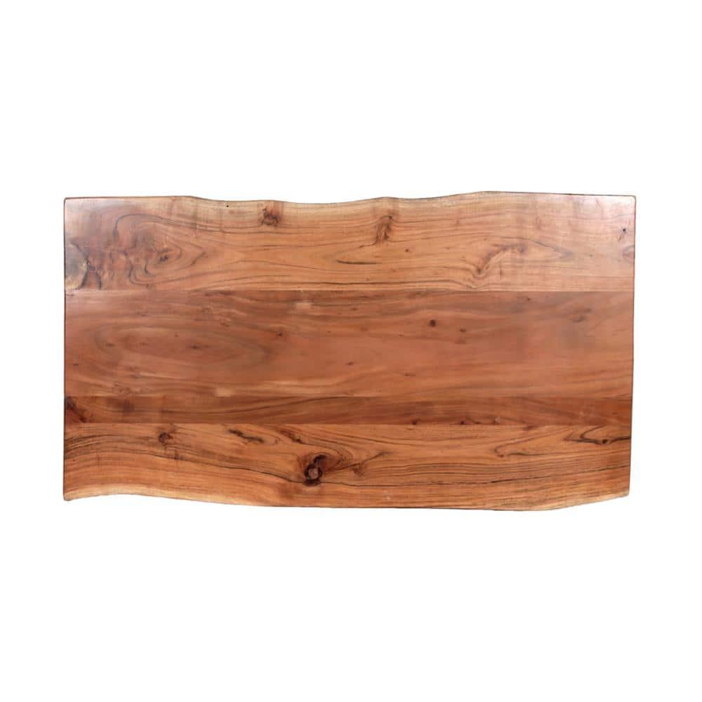 Alaterre Furniture 48" Hairpin Natural Brown Live Edge Large Coffee Table: Acacia Wood, Nylon Floor Protectors