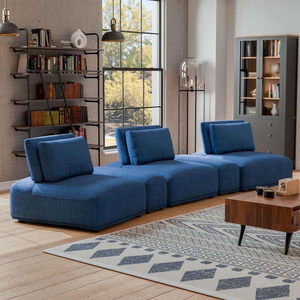 HOMES: Inside + Out 5pc Povoa 159" Modular Curved Sectional Sofa Modern Boucle with Extendable Backrest Beige