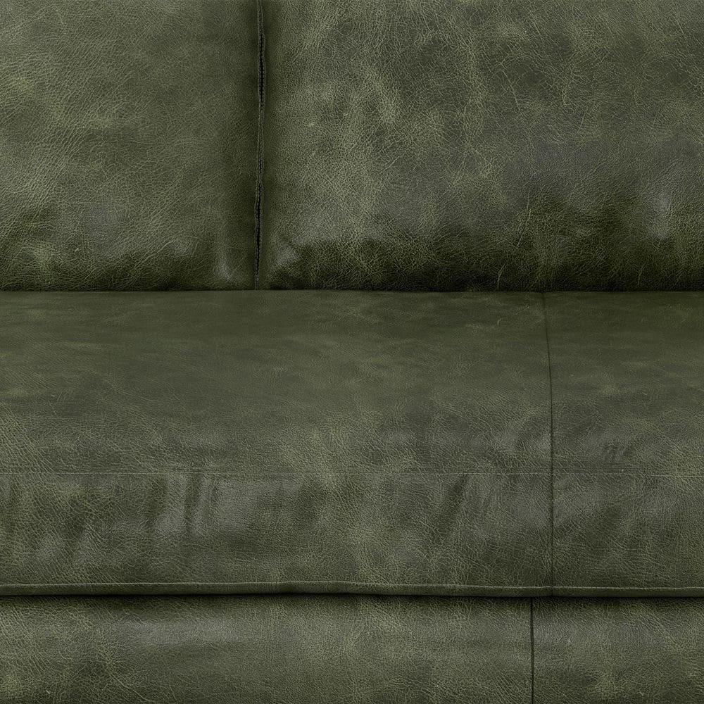 Simpli Home Morrison Genuine Leather Sofa, Mid-Century Modern Couch for Living Room, Handcrafted with Removable Cushions