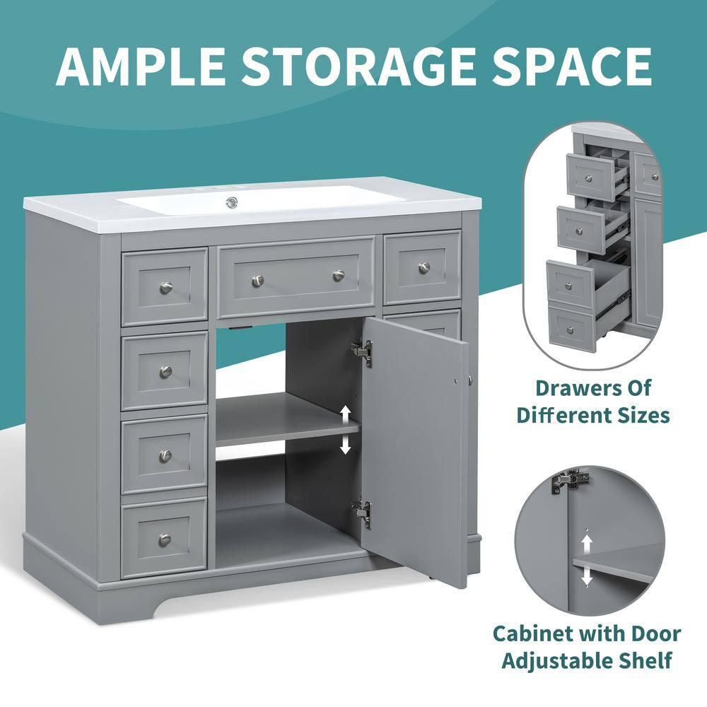 Beyong 33.4" H X 35.6" W X 17.9" D 35.6'' Single Bathroom Vanity Base Only