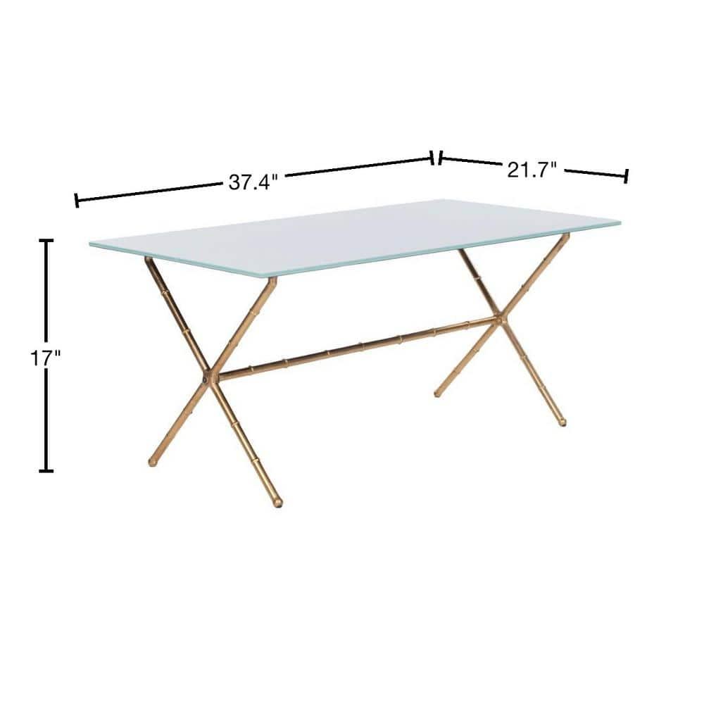 Brogen Coffee Table - Gold/White Glass - Safavieh