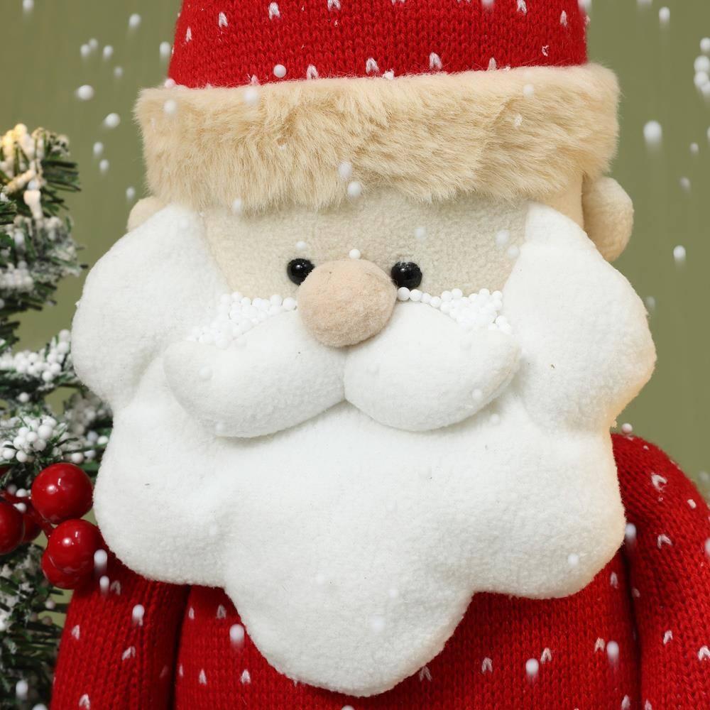 LuxenHome Holiday 31.5" Animated Musical Snowing Christmas Trees and Santa Decor with LED Lights Multicolored