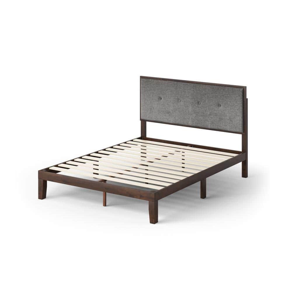 Zinus Moiz 42 inch Wood Platform Bed Frame with Adjustable Upholstered Headboard