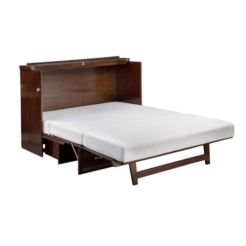 Queen Deerfield Murphy Bed Chest with Charging Station Walnut - AFI: Space-Saving Design, No Box Spring Needed