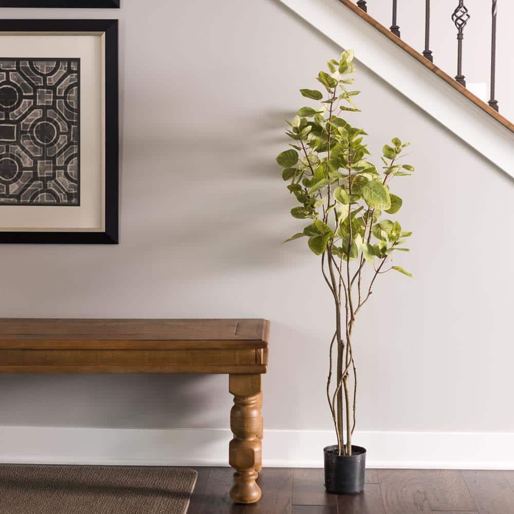 Vickerman 4' Artificial Green Potted Cotinus Coggygria Tree. In a 5"Lx5"Wx5"H base.