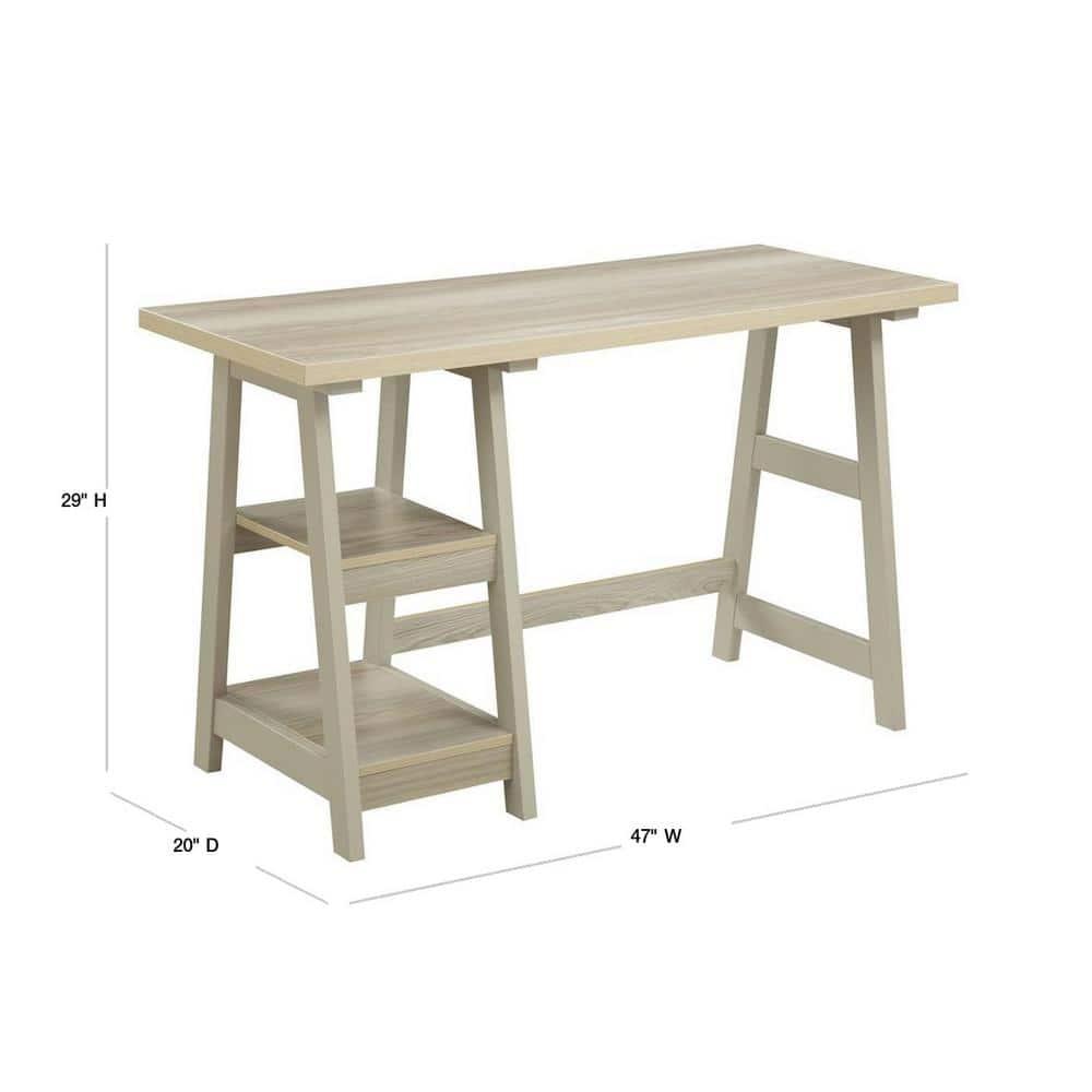 Convenience Concepts Designs2Go 29.25" Tall Trestle Desk with Shelves, Weathered White