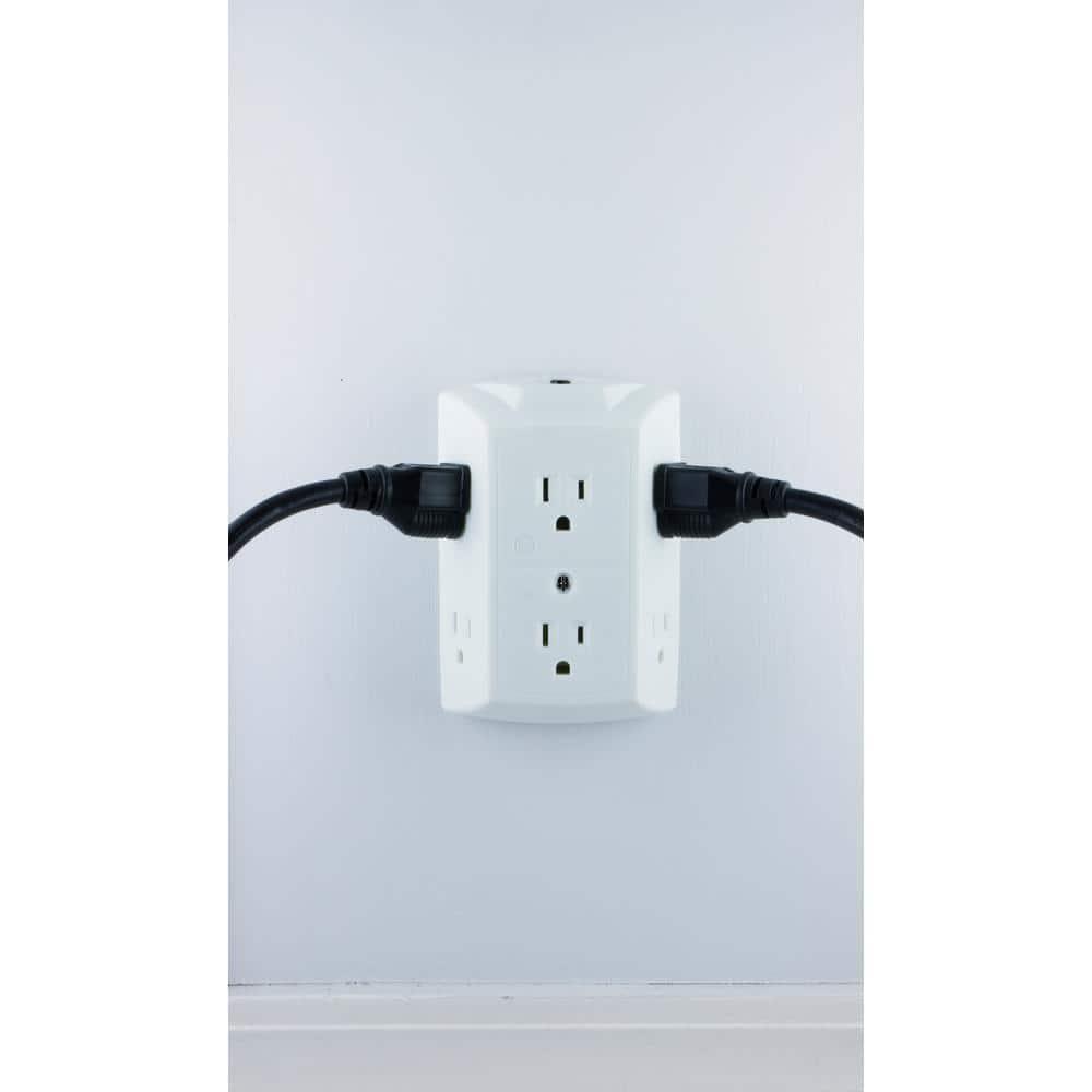 GE 6-Outlet Wall Adapter, Reset Button, Wide Spaced Outlets, 56575