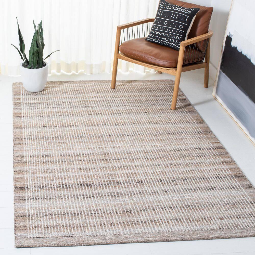 Abstract ABT220 Handmade Indoor Area Rug - Brown/Ivory - 6'x6' - Safavieh