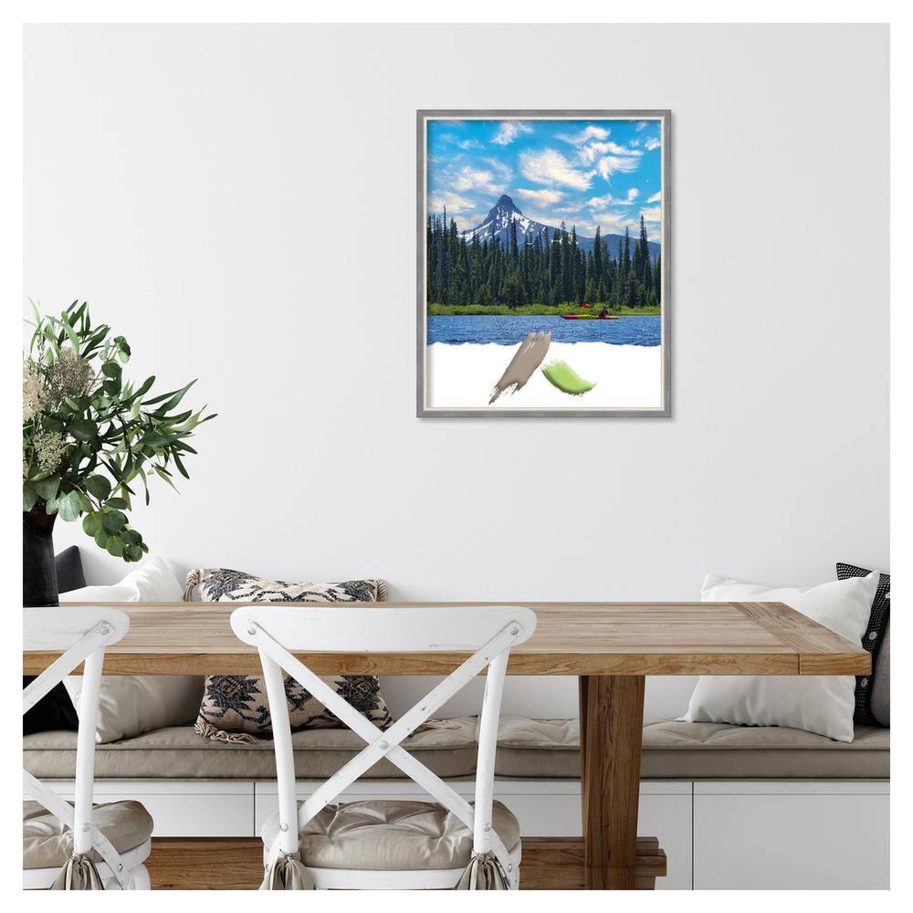 Amanti Art Theo Grey Narrow  Wood Picture Frame Opening Size 18x22 in.