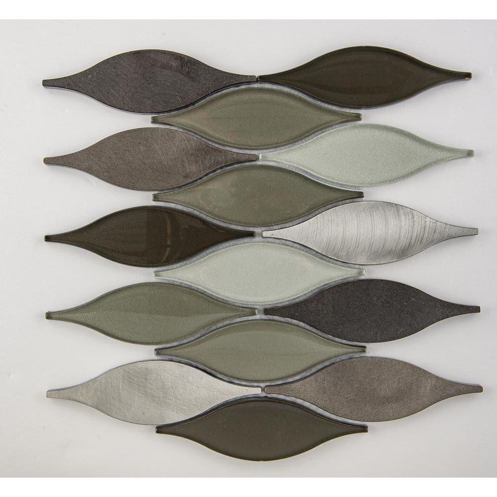 SAMPLE-Zeille Tripper Arabesque Metal and Glass Mosaic Wall and Floor Tile