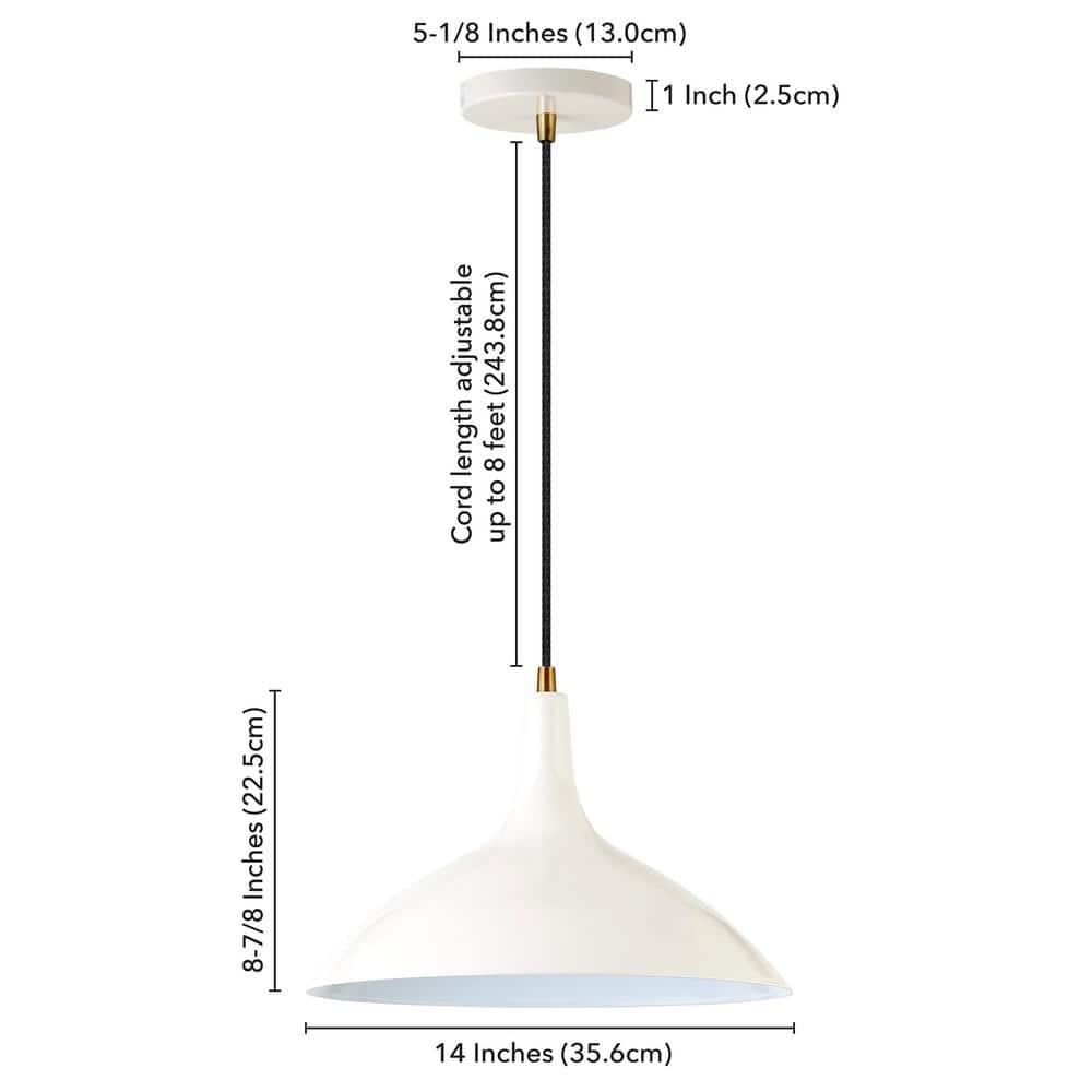 Evelyn&Zoe 14" Pearled White/Brass Metal Pendant