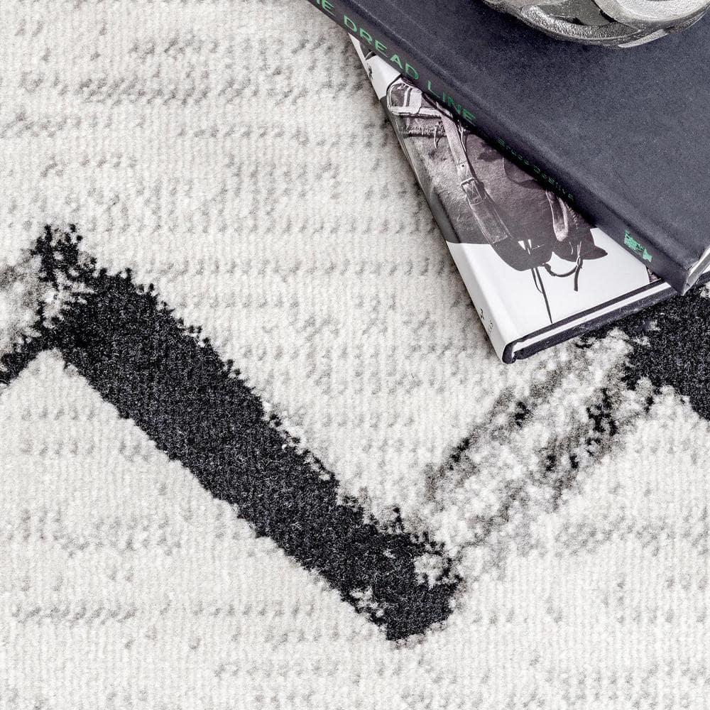 Nuloom Addison Chevron 9x12 Indoor Area Rug for Living Room Bedroom Dining Room Kitchen, Grey/Ivory