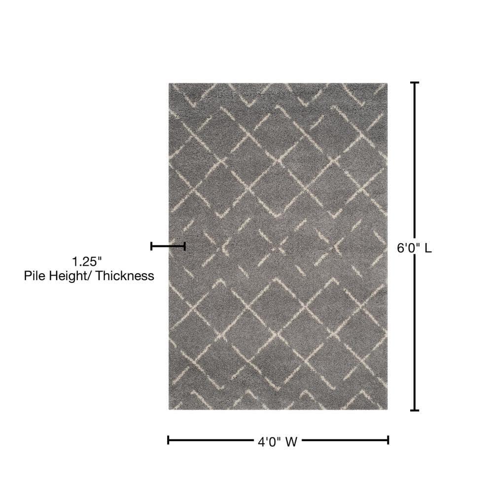Arizona Shag ASG743 Power Loomed Indoor Area Rug - Grey/Ivory - 4'x6' - Safavieh