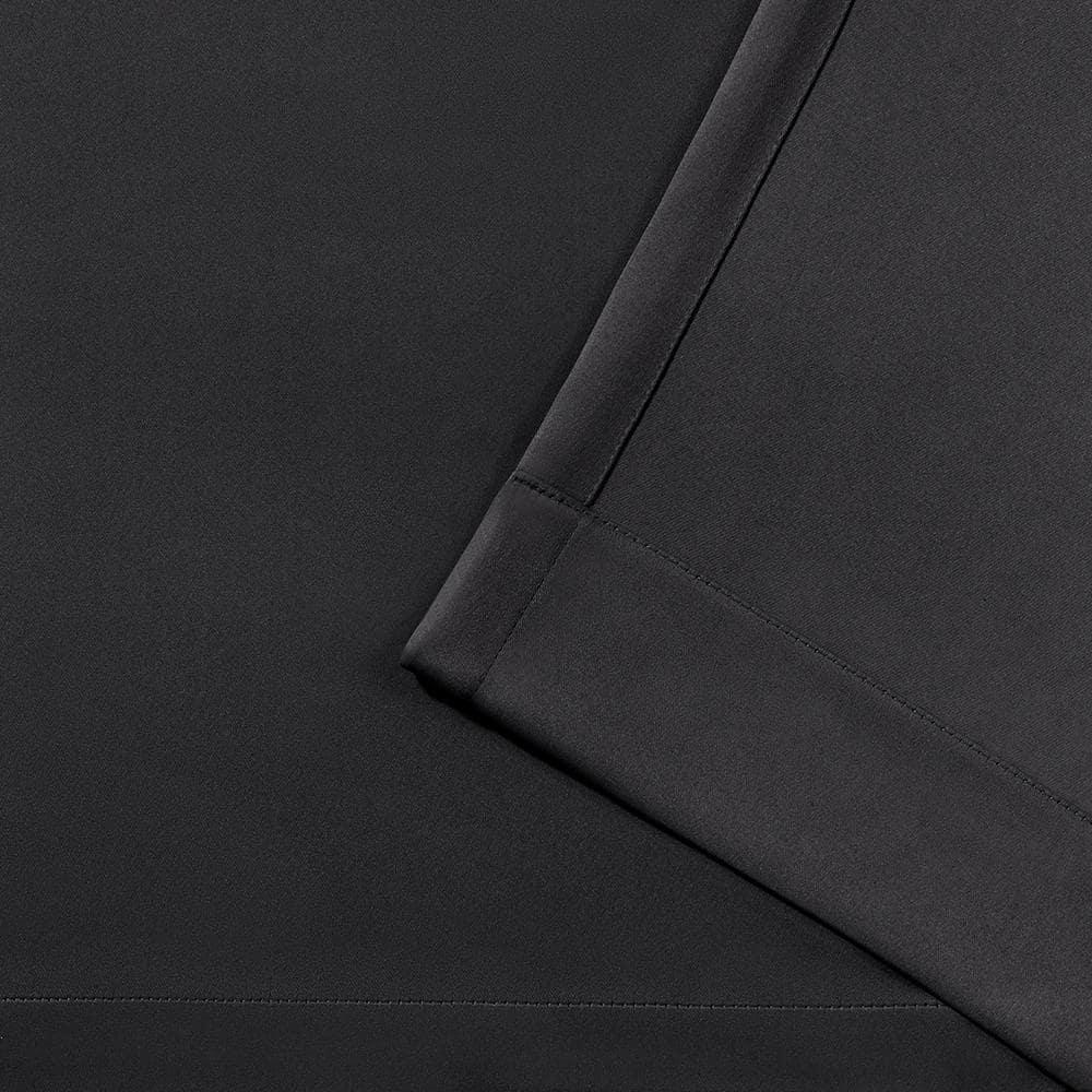 Exclusive Home Sateen Twill Woven Room Darkening Blackout Wide Patio Grommet Top Single Curtain Panel, 100"x84", Charcoal