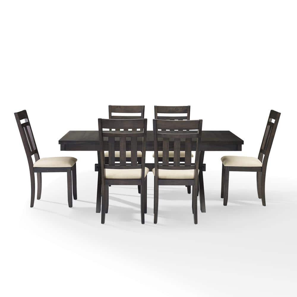 Crosley Furniture Hayden Wood 7 Piece Butterfly Leaf Trestle Dining Set in Slate