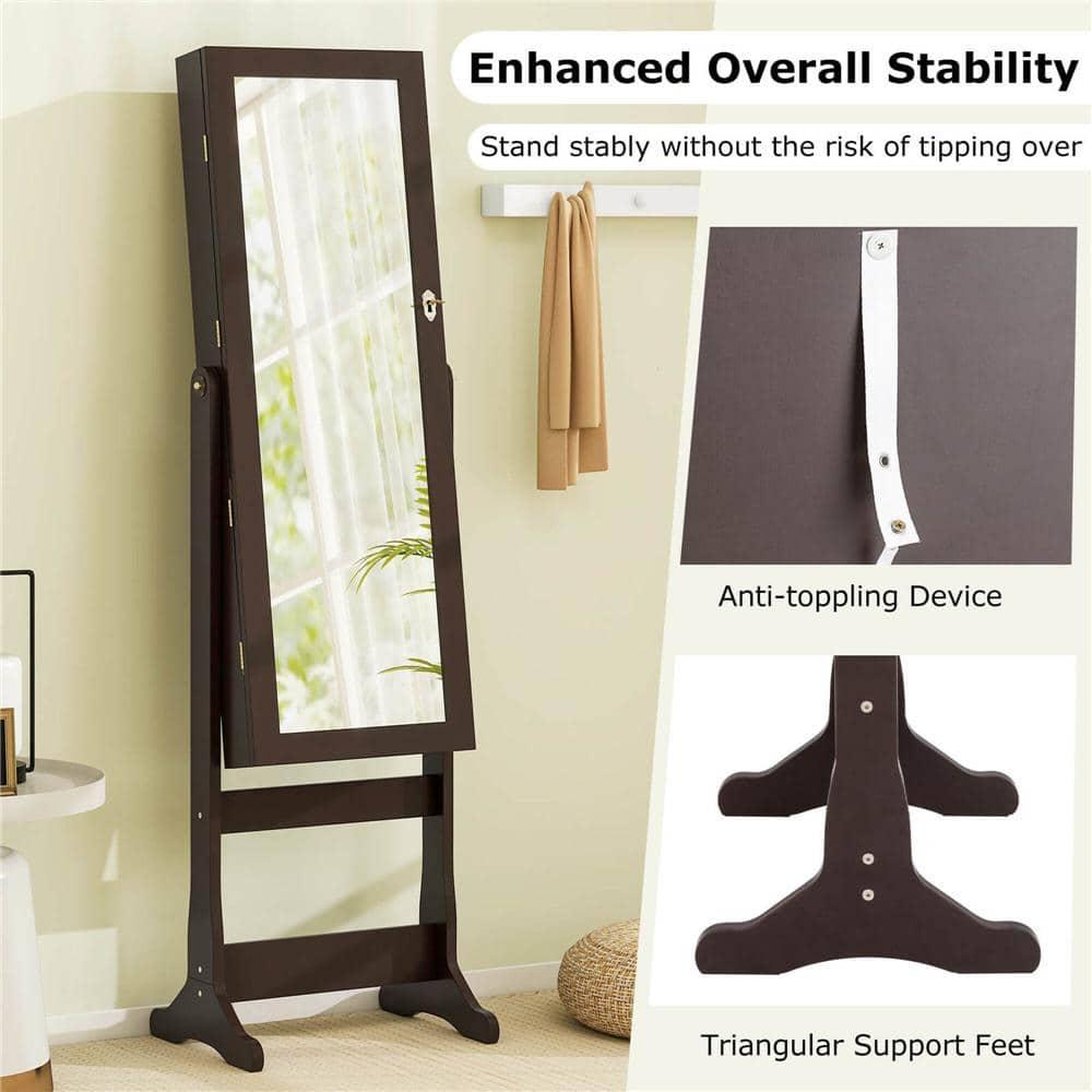 Costway Jewelry Mirrored Cabinet Armoire Organizer Storage Box with Stand Christmas Gift Coffee