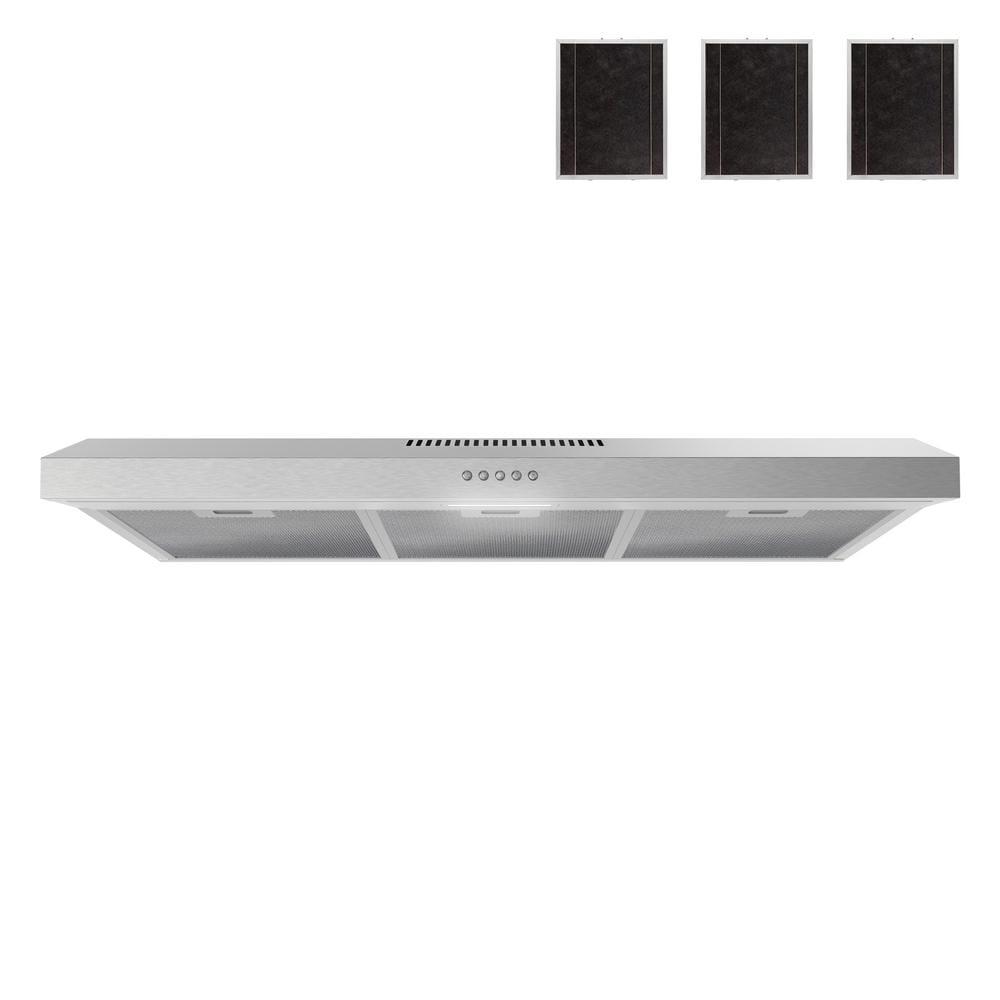 Streamline 36 In. T-10189-1-CL Grosetto Convertible Undermount 80 CFM Range Hood In Brushed Stainless Steel With Mesh Filters, Push Button Control, LED Light
