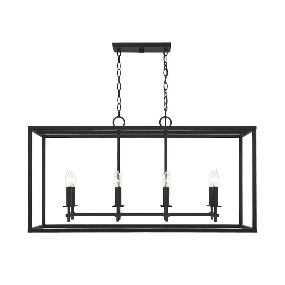 Trade Winds Mia 8-Light Outdoor Linear Chandelier in Matte Black
