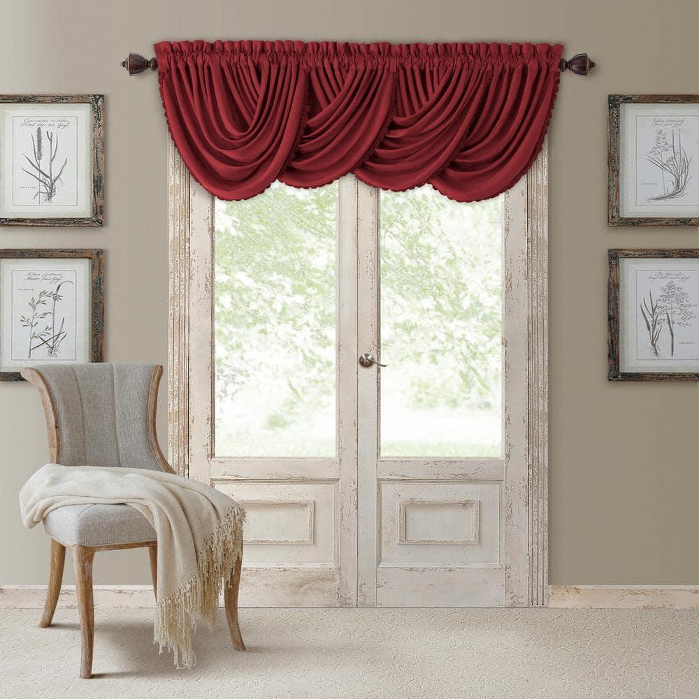 All Seasons Single Waterfall Window Valance - 52" x 36" - Rouge Red - Elrene Home Fashions