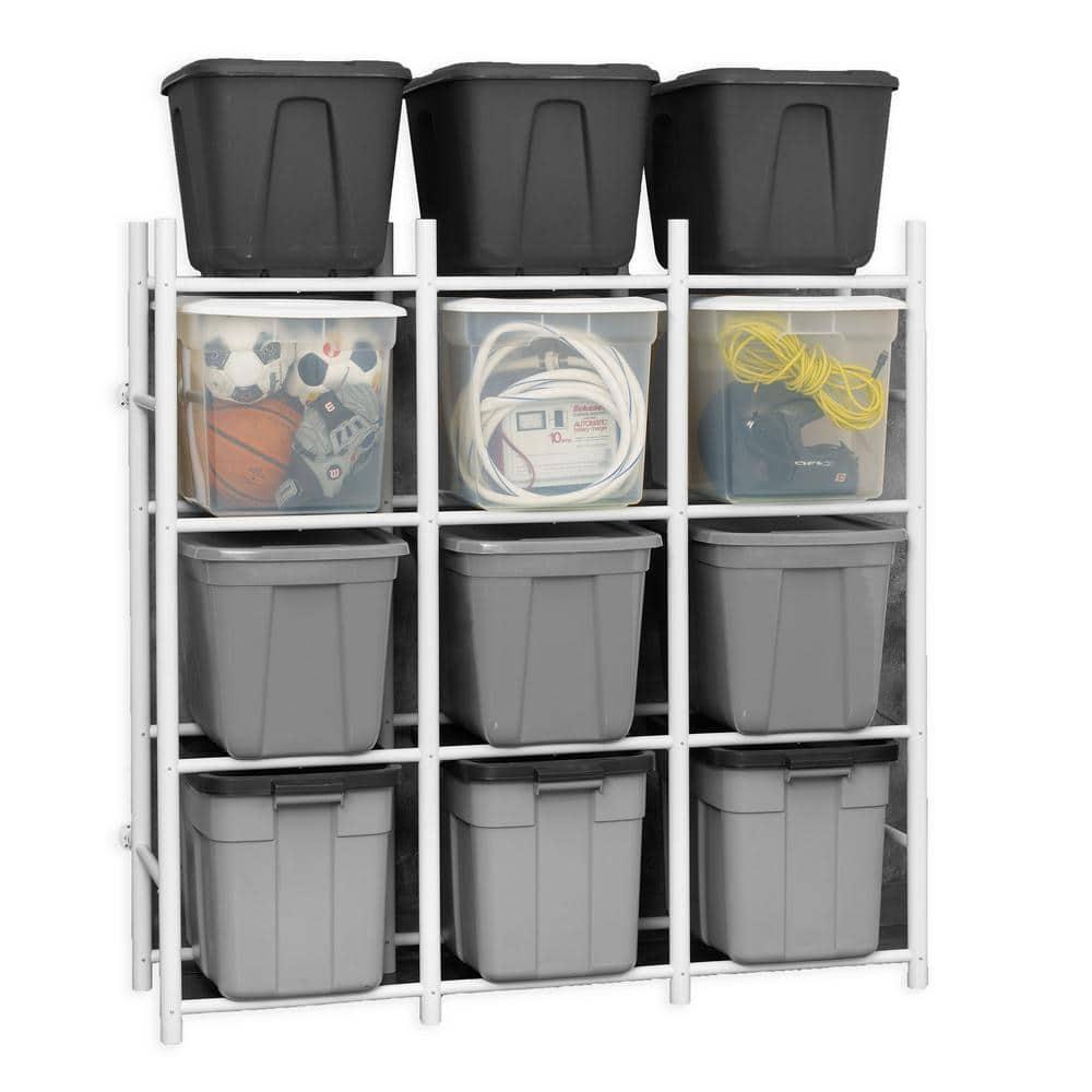 White Powder Coated Stackable 12-Shelf Storage Rack