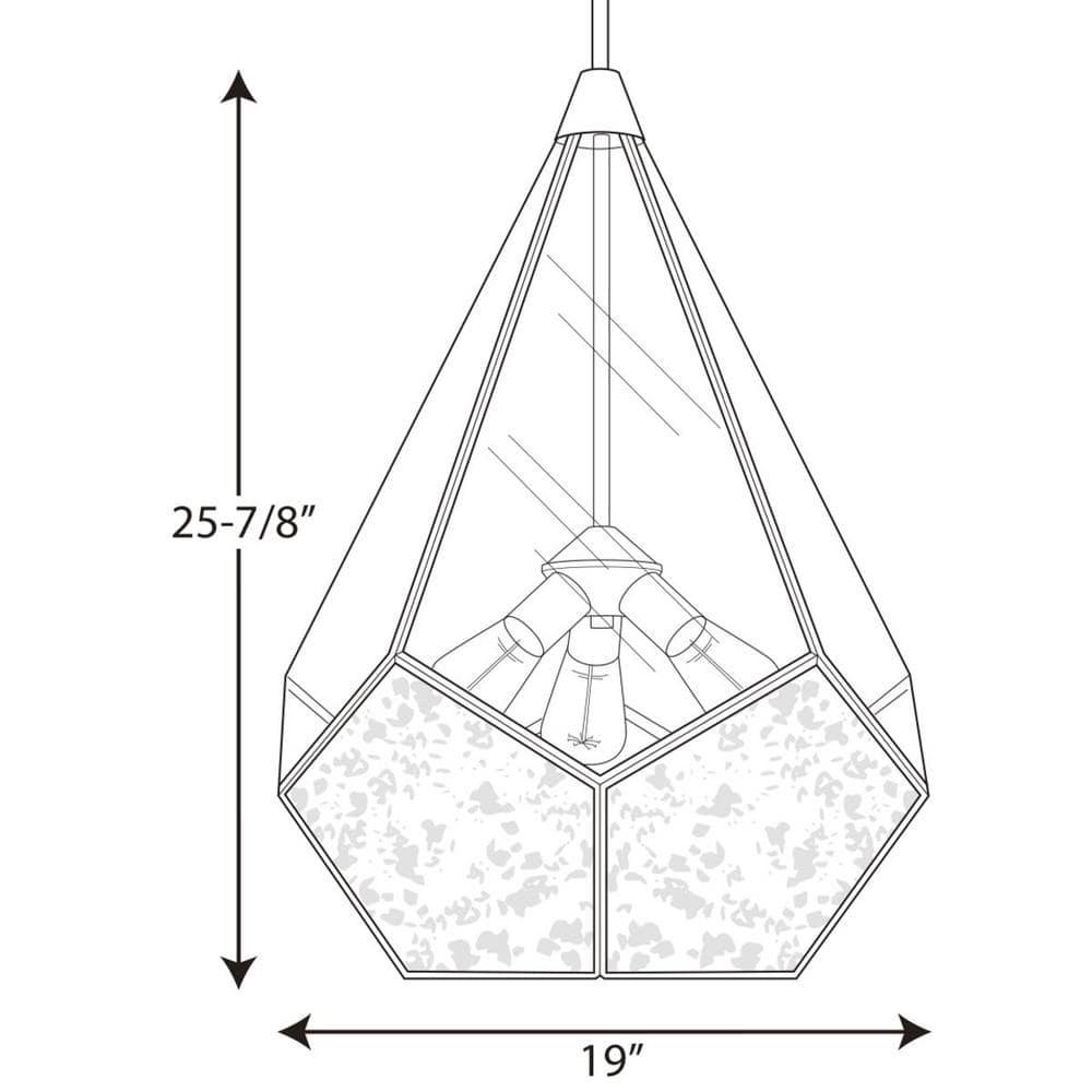 Progress Lighting Cinq 3-Light Pendant Brushed Nickel Geometric Glass Shade Collection