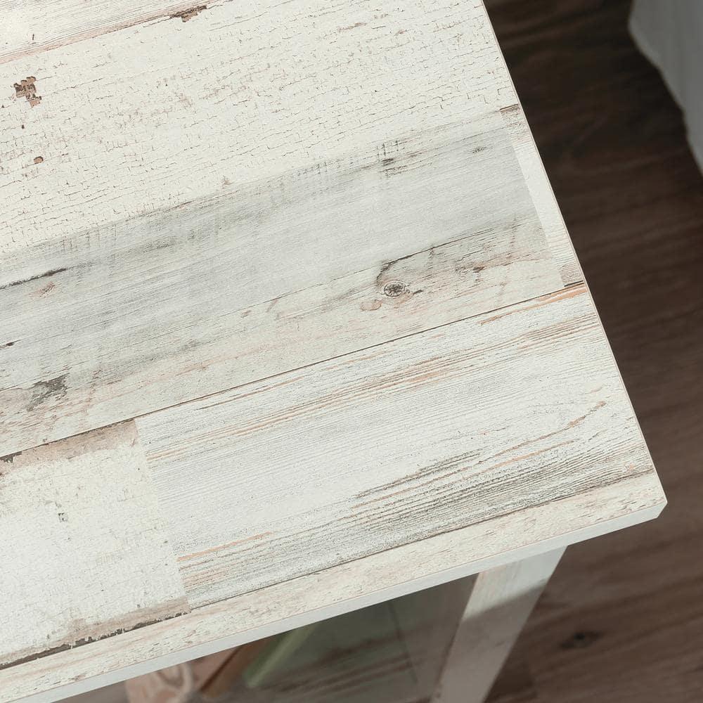 River Ranch Nightstand with Drawer White Plank - Sauder: Farmhouse Style Bedside Table with Open Shelf
