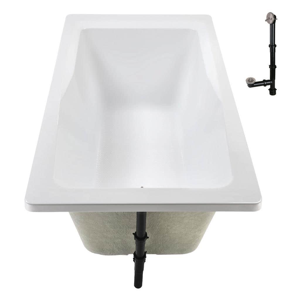 Streamline Bath 60'' x 32'' Acrylic Soaking Drop-In Bathtub, Drain Included N-4400-757-BNK