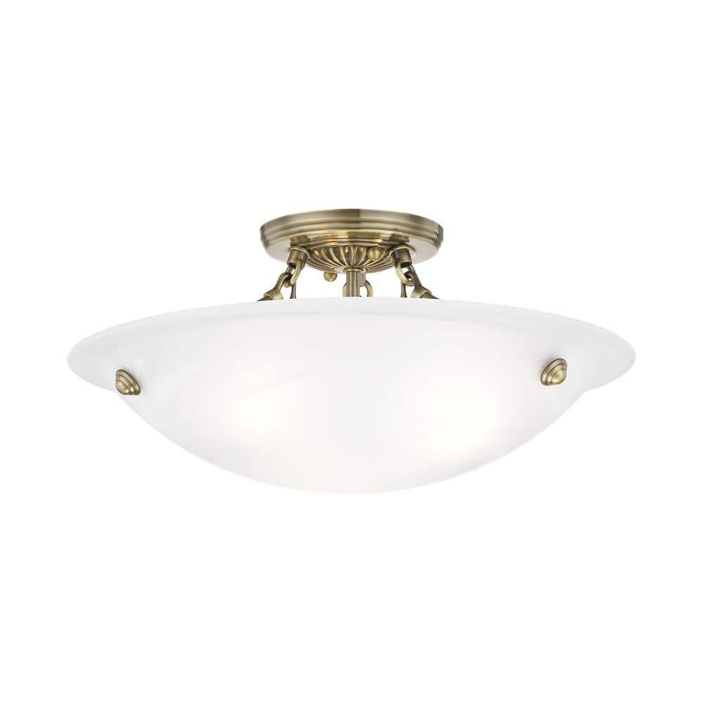 Livex Lighting Oasis 3 - Light Flush Mount in  Antique Brass