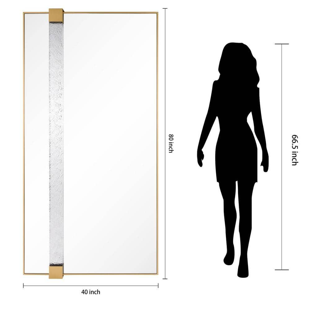 Empire Art Direct "Gleaming Horizon Wall Mirror" 40"x80" with Textured Acrylic Embellished, on Gold Iron Frame