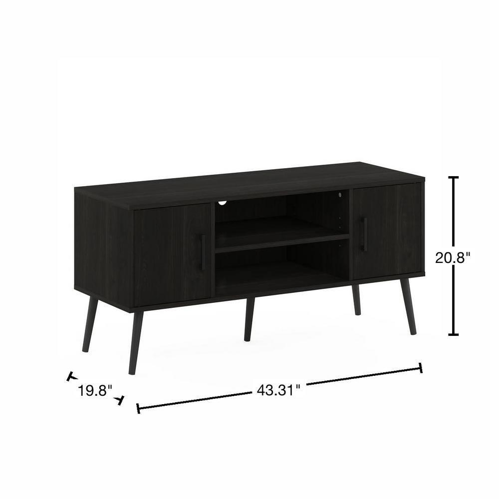 Furinno Mid-Century TV Stand Entertainment Media Console w/2 Cabinets&Open Storage Shelves for TVs up to 50",Espresso