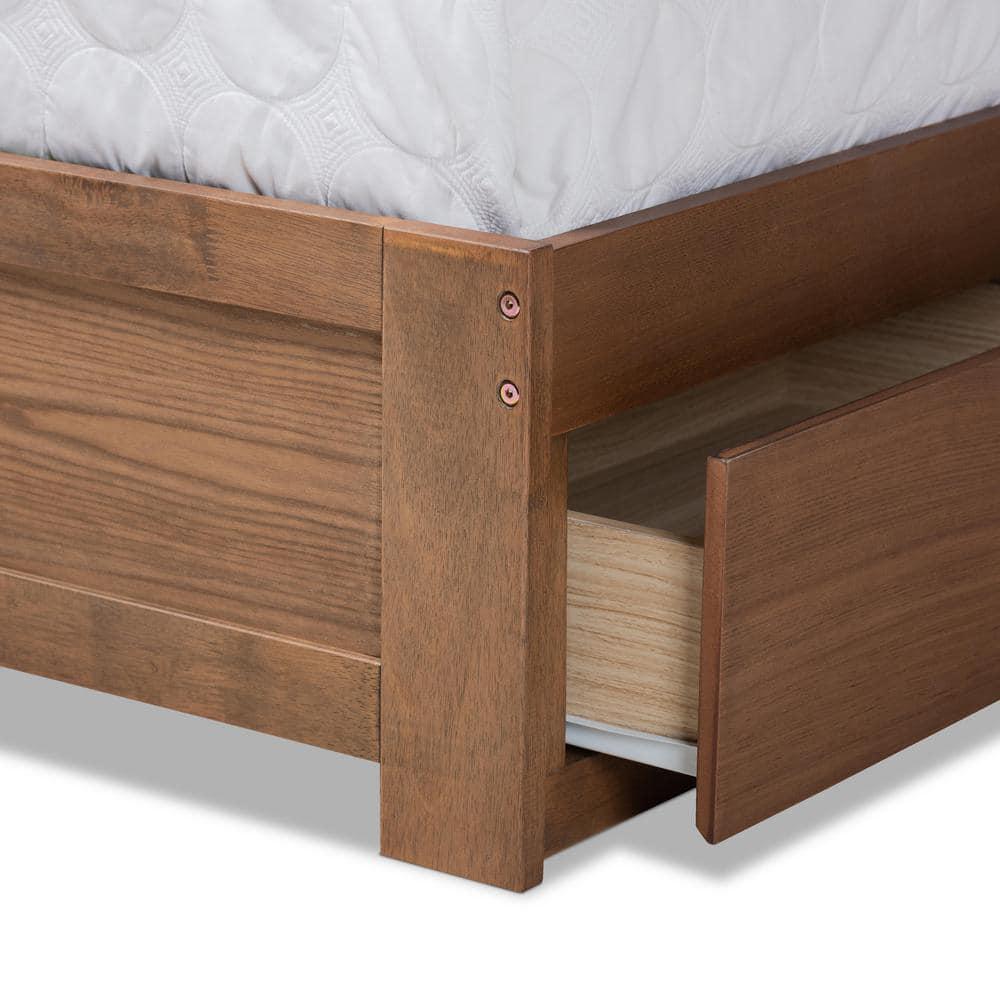 Baxton Studio Lene Walnut Finished Wood King Size 3-Drawer Bed