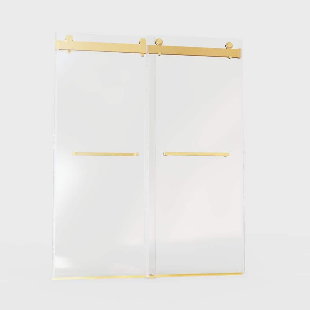 Dimorphos 56-60"W x 76"H Frameless Double Sliding Shower Door with 10mm Tempered Glass Door 11DD161822LL